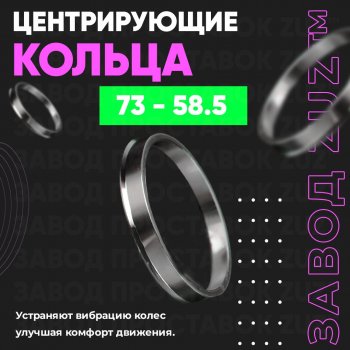 Центровочные кольца для дисков 73 - 58.5 (алюминиевые) 4шт. переходные центрирующие проставочные супинаторы на ступицу ЗАВОД ПРОСТАВОК ZUZ 73-58.5