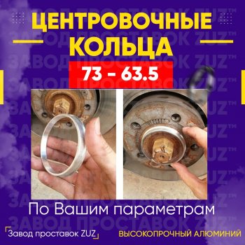 Центровочные кольца для дисков 73 - 63.5 (алюминиевые) 4шт. переходные центрирующие проставочные супинаторы на ступицу ЗАВОД ПРОСТАВОК ZUZ 73-63.5