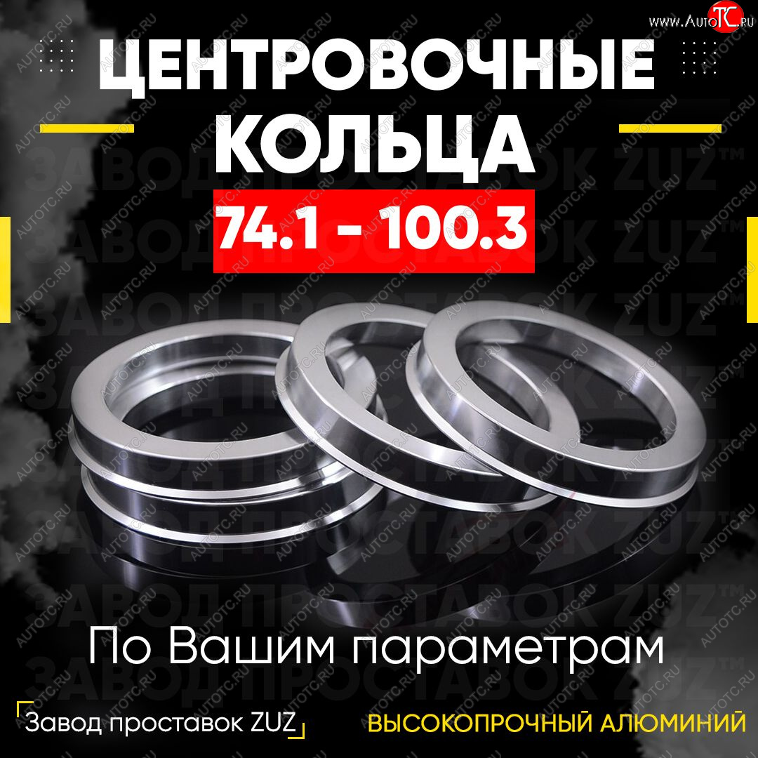 1 849 р. Центровочные кольца для дисков 74.1 - 100.3 (алюминиевые) 4шт. переходные центрирующие проставочные супинаторы на ступицу ЗАВОД ПРОСТАВОК ZUZ 74.1 - 100.3  с доставкой в г. Пермь