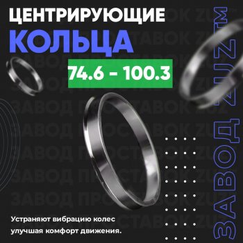 Центровочные кольца для дисков 74.6 - 100.3 (алюминиевые) 4шт. переходные центрирующие проставочные супинаторы на ступицу ЗАВОД ПРОСТАВОК ZUZ 74.6 - 100.3