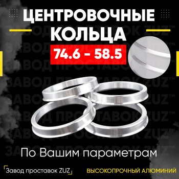 Центровочные кольца для дисков 74.6 - 58.5 (алюминиевые) 4шт. переходные центрирующие проставочные супинаторы на ступицу ЗАВОД ПРОСТАВОК ZUZ 74.6-58.5