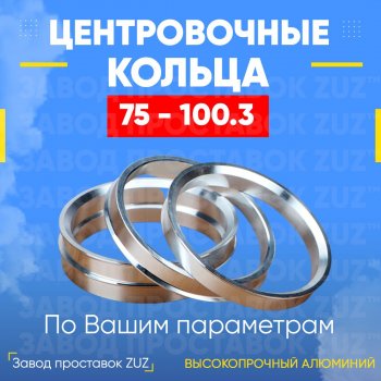 Центровочные кольца для дисков 75 - 100.3 (алюминиевые) 4шт. переходные центрирующие проставочные супинаторы на ступицу ЗАВОД ПРОСТАВОК ZUZ 75 - 100.3