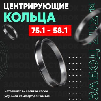 Центровочные кольца для дисков 75.1 - 58.1 (алюминиевые) 4шт. переходные центрирующие проставочные супинаторы на ступицу ЗАВОД ПРОСТАВОК ZUZ 75.1 - 58.1