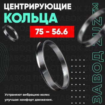 Центровочные кольца для дисков 75 - 56.6 (алюминиевые) 4шт. переходные центрирующие проставочные супинаторы на ступицу ЗАВОД ПРОСТАВОК ZUZ 75-56.6