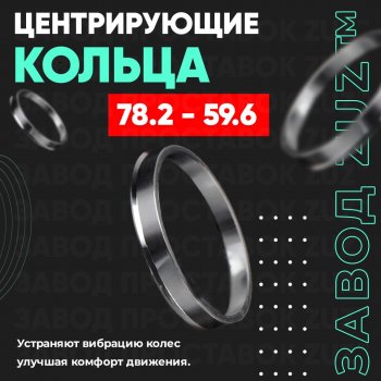 Центровочные кольца для дисков 78.2 - 59.6 (алюминиевые) 4шт. переходные центрирующие проставочные супинаторы на ступицу ЗАВОД ПРОСТАВОК ZUZ 78.2 - 59.6