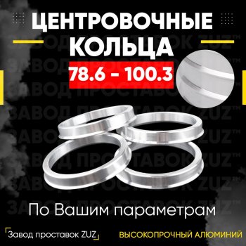 Центровочные кольца для дисков 78.6 - 100.3 (алюминиевые) 4шт. переходные центрирующие проставочные супинаторы на ступицу ЗАВОД ПРОСТАВОК ZUZ 78.6 - 100.3