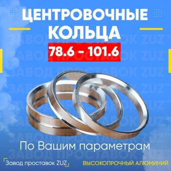 Центровочные кольца для дисков 78.6 - 101.6 (алюминиевые) 4шт. переходные центрирующие проставочные супинаторы на ступицу ЗАВОД ПРОСТАВОК ZUZ 78.6 - 101.6