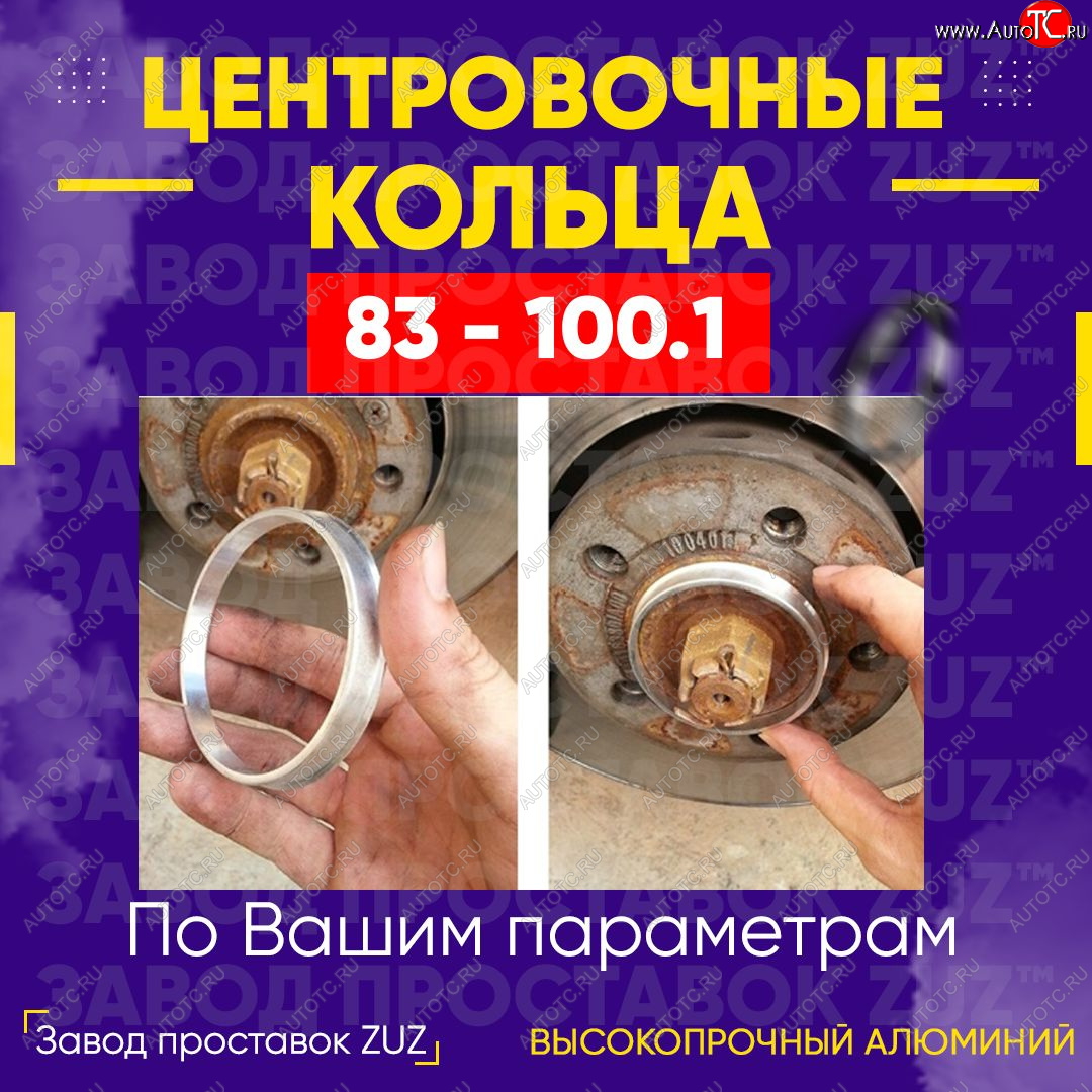 1 849 р. Центровочные кольца для дисков 83 - 100.1 (алюминиевые) 4шт. переходные центрирующие проставочные супинаторы на ступицу ЗАВОД ПРОСТАВОК ZUZ 83 - 100.1  с доставкой в г. Пермь