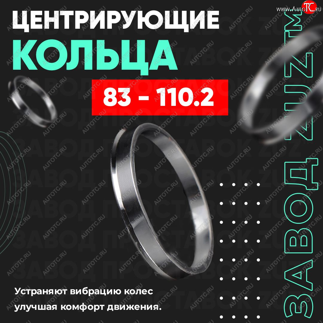 1 849 р. Центровочные кольца для дисков 83 - 110.2 (алюминиевые) 4шт. переходные центрирующие проставочные супинаторы на ступицу ЗАВОД ПРОСТАВОК ZUZ 83 - 110.2  с доставкой в г. Пермь