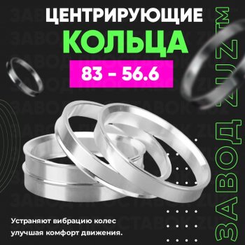 Центровочные кольца для дисков 83 - 56.6 (алюминиевые) 4шт. переходные центрирующие проставочные супинаторы на ступицу ЗАВОД ПРОСТАВОК ZUZ 83 - 56.6