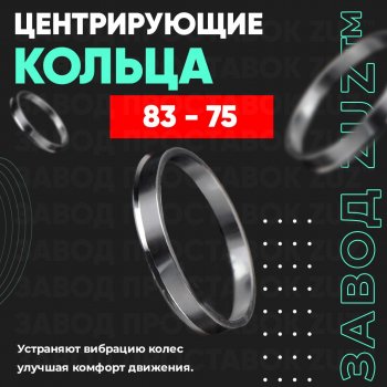 Центровочные кольца для дисков 83 - 75 (алюминиевые) 4шт. переходные центрирующие проставочные супинаторы на ступицу ЗАВОД ПРОСТАВОК ZUZ 83 - 75