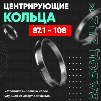 Центровочные кольца для дисков 87.1 - 108 (алюминиевые) 4шт. переходные центрирующие проставочные супинаторы на ступицу ЗАВОД ПРОСТАВОК ZUZ 87.1-108