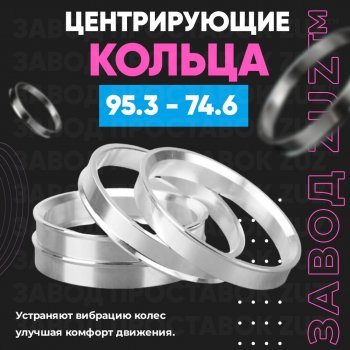 Центровочные кольца для дисков 95.3 - 74.6 (алюминиевые) 4шт. переходные центрирующие проставочные супинаторы на ступицу ЗАВОД ПРОСТАВОК ZUZ 95.3 - 74.6