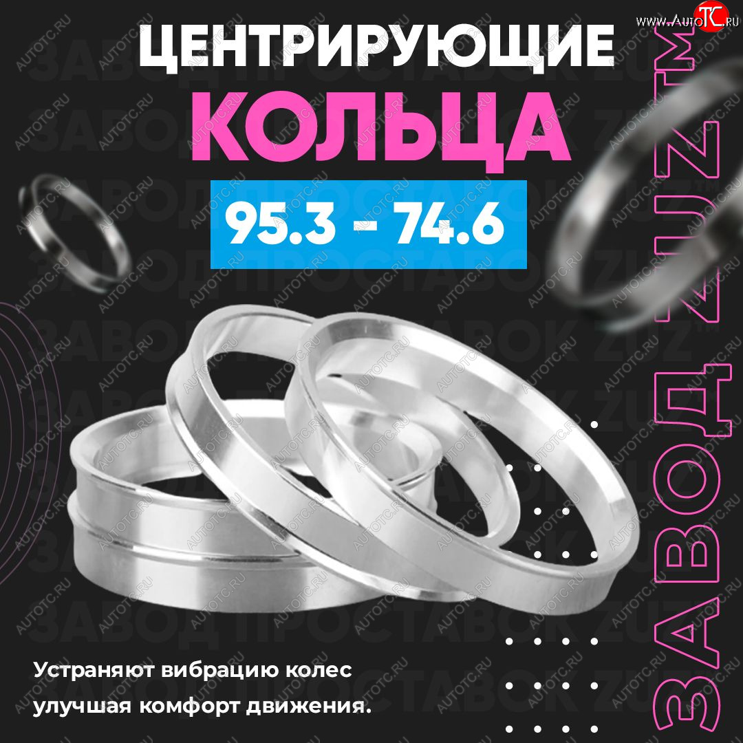 1 849 р. Центровочные кольца для дисков 95.3 - 74.6 (алюминиевые) 4шт. переходные центрирующие проставочные супинаторы на ступицу ЗАВОД ПРОСТАВОК ZUZ 95.3 - 74.6  с доставкой в г. Пермь