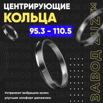 Центровочные кольца для дисков 95.3 - 110.5 (алюминиевые) 4шт. переходные центрирующие проставочные супинаторы на ступицу ЗАВОД ПРОСТАВОК ZUZ 95.3-110.5