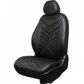 17 399 р. Комплект чехлов сидений Lord Auto(Экокожа РОМБ) Chevrolet Aveo T200 хэтчбек 5 дв (2002-2008) (Черный)  с доставкой в г. Пермь. Увеличить фотографию 2