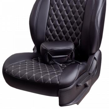 18 549 р. Комплект чехлов для сидений (РЗСиС 40/60 ЗГ Орегон) БАЙРОН Lord Autofashion  Chevrolet Spark  M300 (2010-2015), Ravon R2 (2016-2025) (черный, вставка черная, строчка темно-серая)  с доставкой в г. Пермь. Увеличить фотографию 7