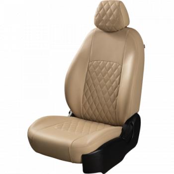 Комплект чехлов для сидений (ЦЗС 2П+1Г Илана+Орегон ) ТУРИН ст РОМБ Lord Autofashion Renault Logan 1 рестайлинг (2010-2016) (бежевый, вставка бежевая, строчка бежевая)