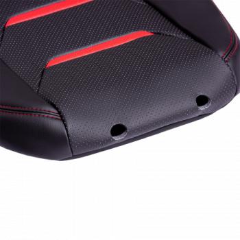 11 899 р. Комплект чехлов для сидений (ЦЗС 2П+1Г Орегон) ТУРИН-2 Lord Autofashion  Volkswagen Polo  5 (2009-2020) седан дорестайлинг, седан рестайлинг (черный, вставка черная+красная, строчка красная)  с доставкой в г. Пермь. Увеличить фотографию 8