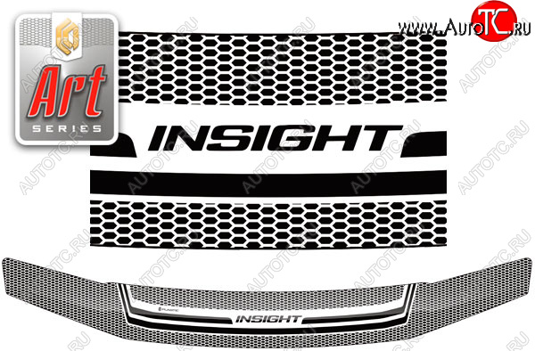 2 159 р. Дефлектор капота CA-Plastic  Honda Insight  ZE2 (2009-2011) хэтчбэк 5 дв. дорестайлинг (серия ART белая)  с доставкой в г. Пермь