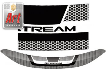 Дефлектор капота CA-Plastic Honda Stream  2 RN6,RN7, RN8, RN9 (2006-2009) дорестайлинг (Серия Art черная)