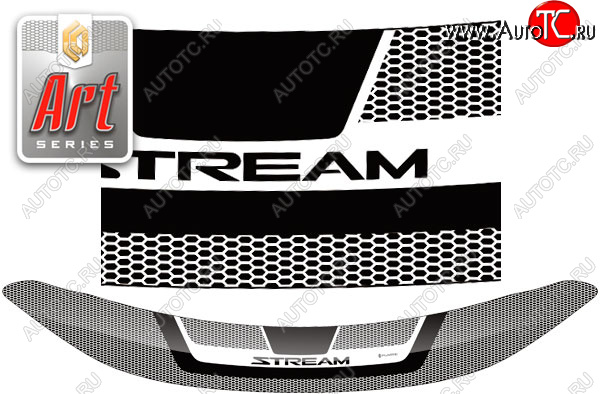 2 399 р. Дефлектор капота CA-Plastic  Honda Stream  2 RN6,RN7, RN8, RN9 (2006-2014) дорестайлинг, рестайлинг (Серия Art серебро)  с доставкой в г. Пермь