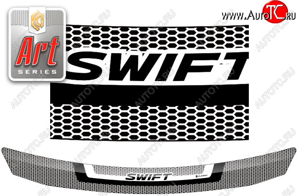2 079 р. Дефлектор капота CA-Plastic  Suzuki Swift  ZC33S,ZC83S, ZC43S, ZC53S, ZD53S (2016-2025) (Серия Art серебро)  с доставкой в г. Пермь