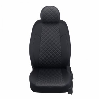 Чехлы сидений (экокожа, Classic) Автопилот Ромб KIA Cerato  3 YD (2013-2019) дорестайлинг седан, рестайлинг седан (черный/синяя строчка)