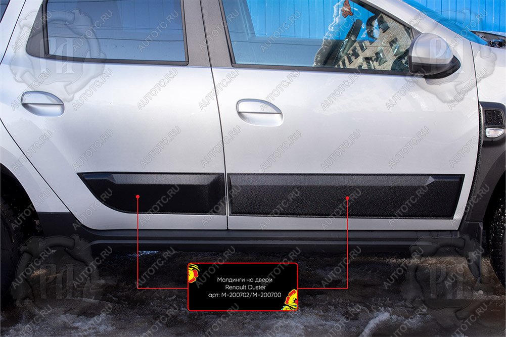 919 р. Молдинг двери задний правый Русская Артель Renault Duster HM рестайлинг (2021-2024) (глянец под покраску)  с доставкой в г. Пермь