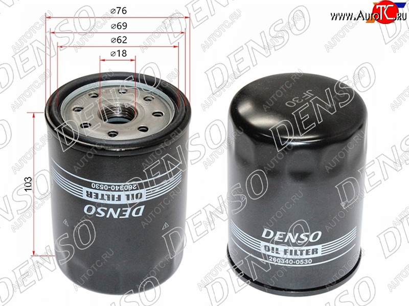 519 р. Фильтр масляный TOYOTA #UZFE,1FZFE 92- DENSO 260340-0530  с доставкой в г. Пермь
