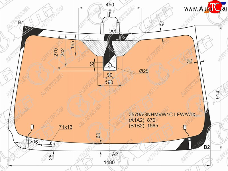 16 999 р. Стекло лобовое (Обогрев полный Датчик дождя) Ford Ranger EURO 11-15  Mazda BT-50 11-20 XYG 3579AGNHMVW1C LFW/W/X  с доставкой в г. Пермь