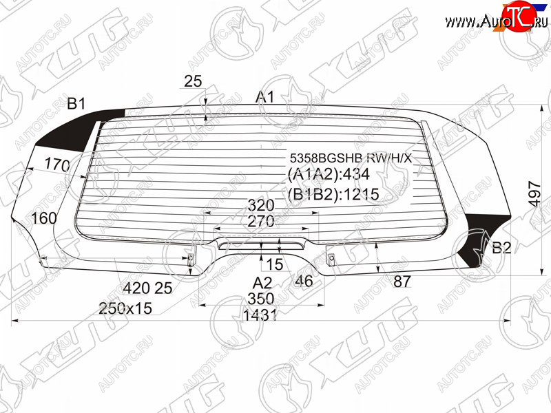 13 199 р. Стекло заднее (Цвет зеленый Обогрев) Mercedes-Benz A-Class 04-12 XYG 5358BGSHB RW/H/X  с доставкой в г. Пермь