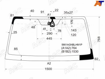 Стекло лобовое с обогревом щеток + дд MITSUBISHI PAJERO 35D 06-                                     AGC 5661AGNBLHM1P