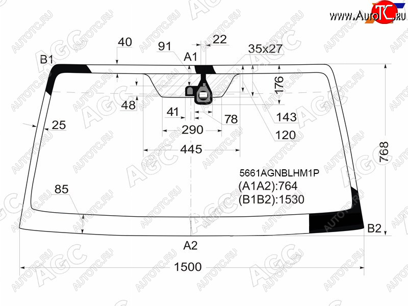 13 999 р. Стекло лобовое с обогревом щеток + дд MITSUBISHI PAJERO 35D 06-                                     AGC 5661AGNBLHM1P  с доставкой в г. Пермь