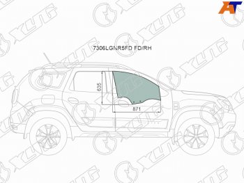 2 789 р. Стекло боковое опускное (Спереди Справа Цвет зеленый) Renault Duster 21-  Dacia Duster 17- XYG 7306RGNR5FD FD/RH  с доставкой в г. Пермь. Увеличить фотографию 1