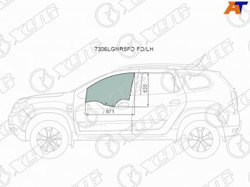2 789 р. Стекло боковое опускное (Спереди Слева Цвет зеленый) Renault Duster 21-  Dacia Duster 17- XYG 7306LGNR5FD FD/LH  с доставкой в г. Пермь. Увеличить фотографию 1