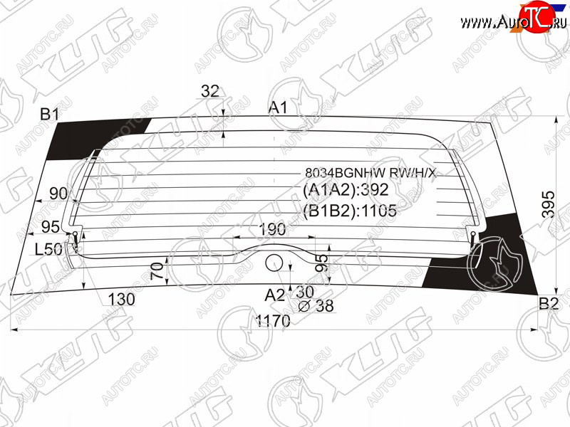 6 999 р. Стекло заднее (Цвет зеленый Обогрев) Opel Agila 07-14  Suzuki Splash 08-15 XYG 8034BGNHW RW/H/X  с доставкой в г. Пермь