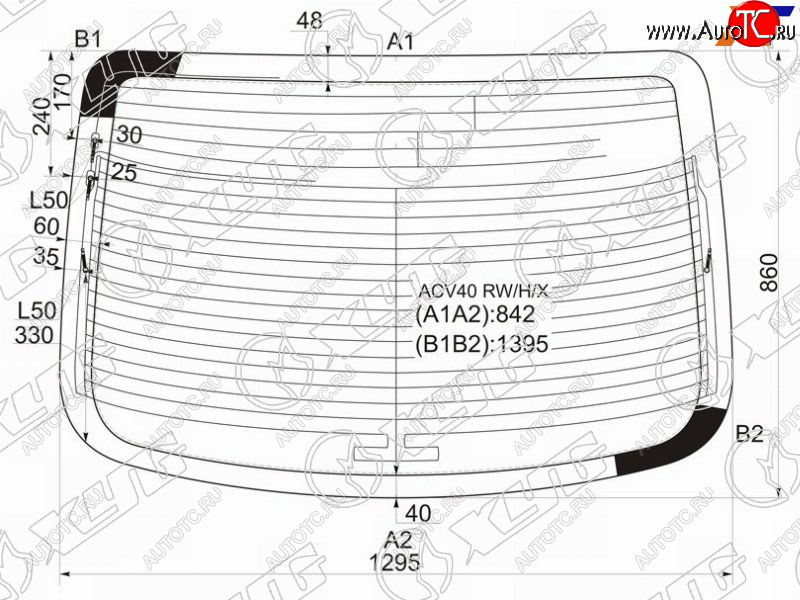 7 999 р. Стекло заднее (Цвет зеленый Обогрев Антенна) Toyota Camry (XV40) 06-11  Aurion 06-12  Camry UAE XYG ACV40 RW/H/X  с доставкой в г. Пермь