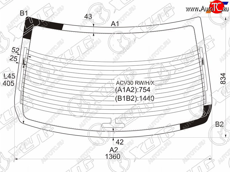 7 999 р. Стекло заднее (Цвет зеленый Обогрев Антенна) Toyota Camry (XV30) 01-06  Camry UAEUSA 01-06 XYG ACV30 RW/H/X  с доставкой в г. Пермь