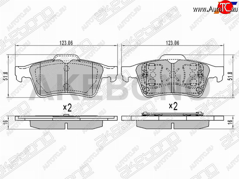 2 299 р. Колодки тормозные задние RH-LH SAT Ford Focus 2 седан рестайлинг (2007-2011)  с доставкой в г. Пермь