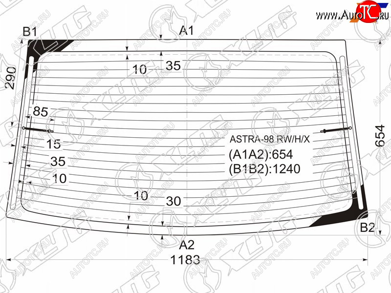 7 199 р. Стекло заднее (Цвет зеленый Обогрев 4D SED) Opel Astra 98-09  Chevrolet Viva 04-08 XYG ASTRA-98 RW/H/X  с доставкой в г. Пермь