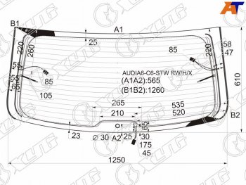 9 549 р. Стекло заднее (Цвет зеленый Обогрев Антенна) Audi A6 04-10  A6 allroad quattro 06-12  S6 06-11 XYG AUDIA6-C6-STW RW/H/X  с доставкой в г. Пермь. Увеличить фотографию 1