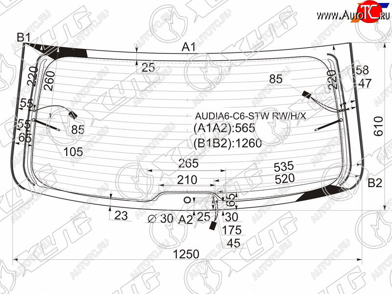 9 549 р. Стекло заднее (Цвет зеленый Обогрев Антенна) Audi A6 04-10  A6 allroad quattro 06-12  S6 06-11 XYG AUDIA6-C6-STW RW/H/X  с доставкой в г. Пермь
