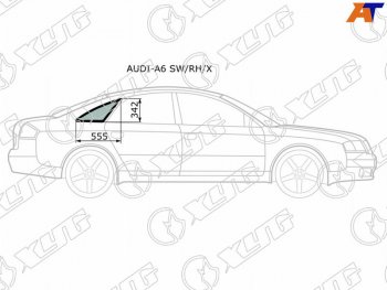 1 289 р. Стекло кузова боковое (не опускное) (Справа Цвет зеленый) Audi A6 97-05  S6 99-04 XYG AUDI-A6 SW/RH/X  с доставкой в г. Пермь. Увеличить фотографию 1