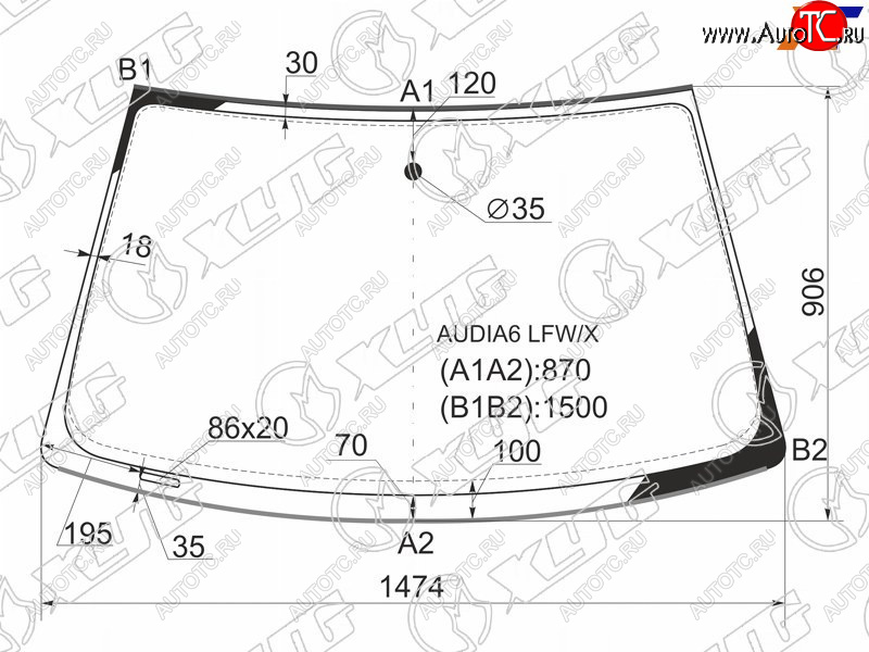 6 999 р. Стекло лобовое (Молдинг 4D SED) Audi A6 97-05 XYG AUDIA6 LFW/X  с доставкой в г. Пермь