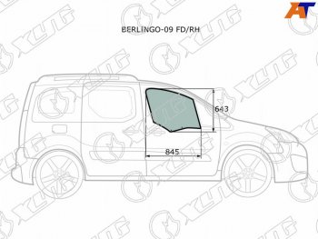 3 079 р. Стекло боковое опускное (Спереди Справа Цвет зеленый) Citroen Berlingo 08-22  Peugeot Partner 08- XYG BERLINGO-09 FD/RH  с доставкой в г. Пермь. Увеличить фотографию 1