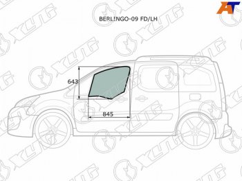 3 079 р. Стекло боковое опускное (Спереди Слева Цвет зеленый) Citroen Berlingo 08-22  Peugeot Partner 08-1 XYG BERLINGO-09 FD/LH  с доставкой в г. Пермь. Увеличить фотографию 1