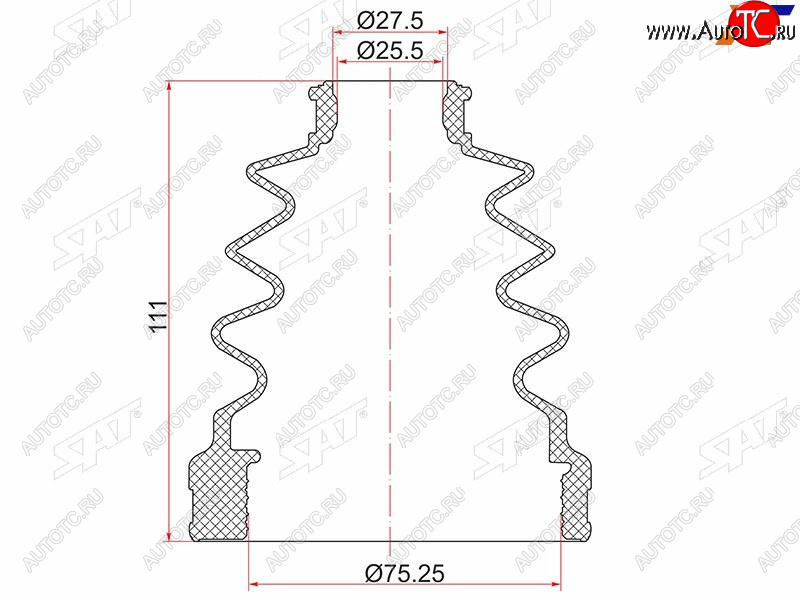 529 р. Пыльник шруса внутреннего LH TOYOTA ACV3#ACV40 NZT260ANE10ACUMCU2030ACM21ACR30AZR65 SAT C-1941T  с доставкой в г. Пермь