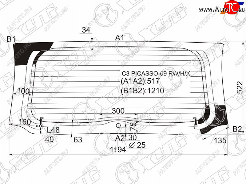 13 999 р. Стекло заднее (Цвет зеленый Обогрев) Citroen C3 Picasso 09-16 XYG C3 PICASSO-09 RW/H/X  с доставкой в г. Пермь