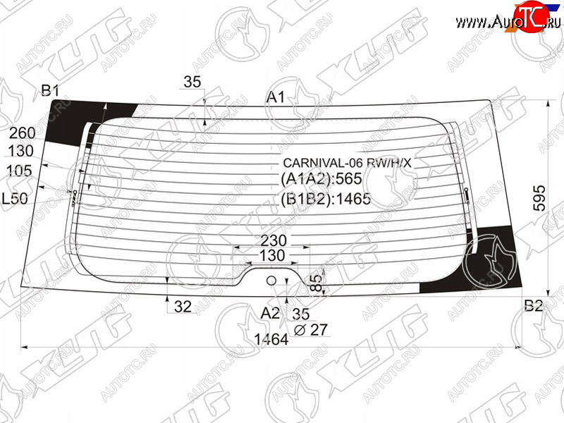 7 299 р. Стекло заднее (Цвет зеленый Обогрев) Kia Carnival 06-14  Hyundai Entourage 06-09 XYG CARNIVAL-06 RW/H/X  с доставкой в г. Пермь